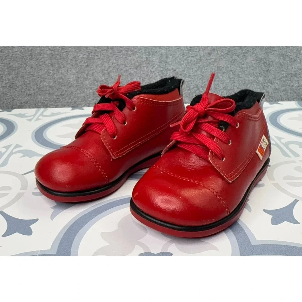Vintage 80s Baby Deer x McKids Walking Shoes Infant Size 3 1/2 D Red Leather USA